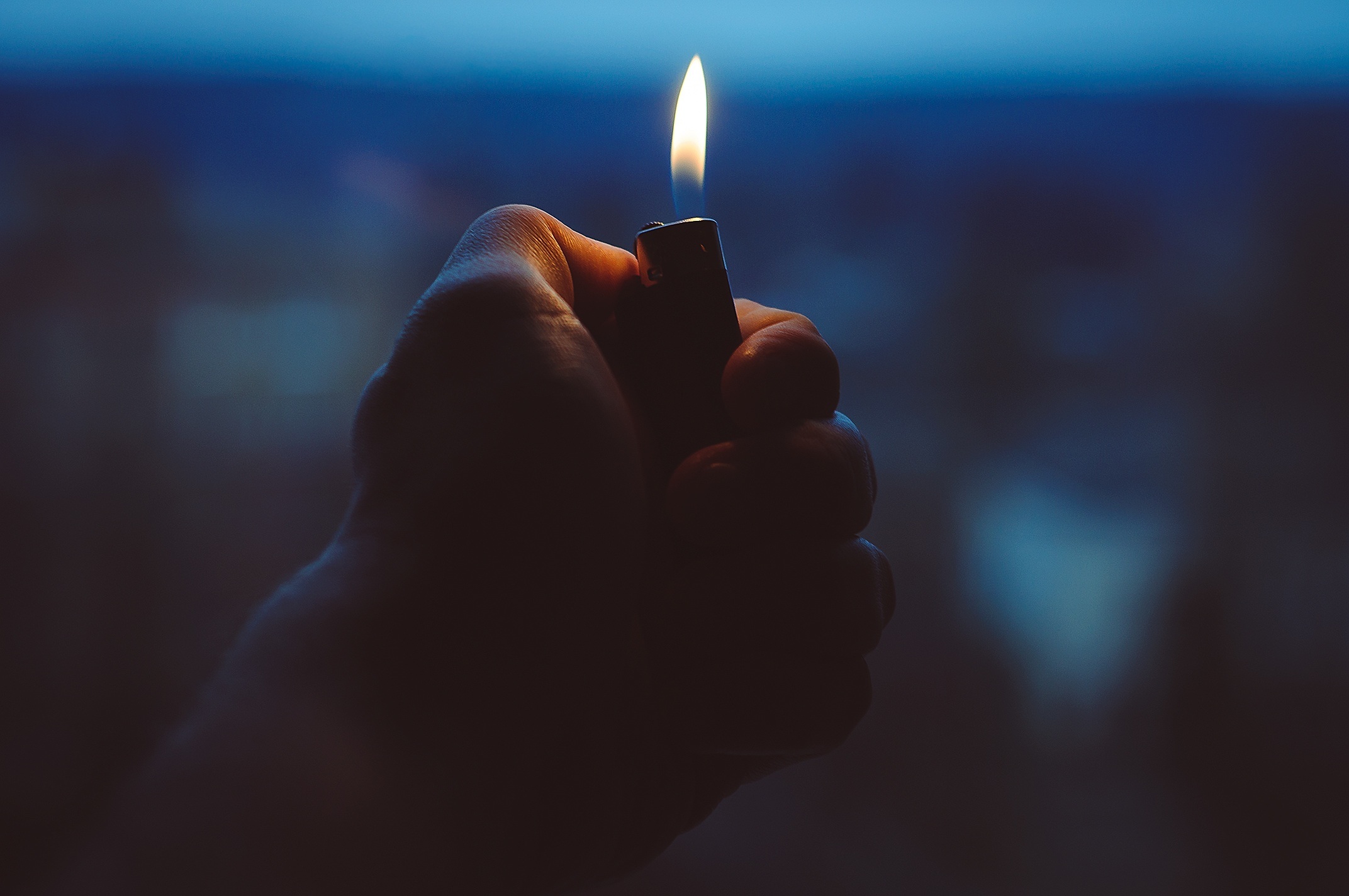 Holding a lighter