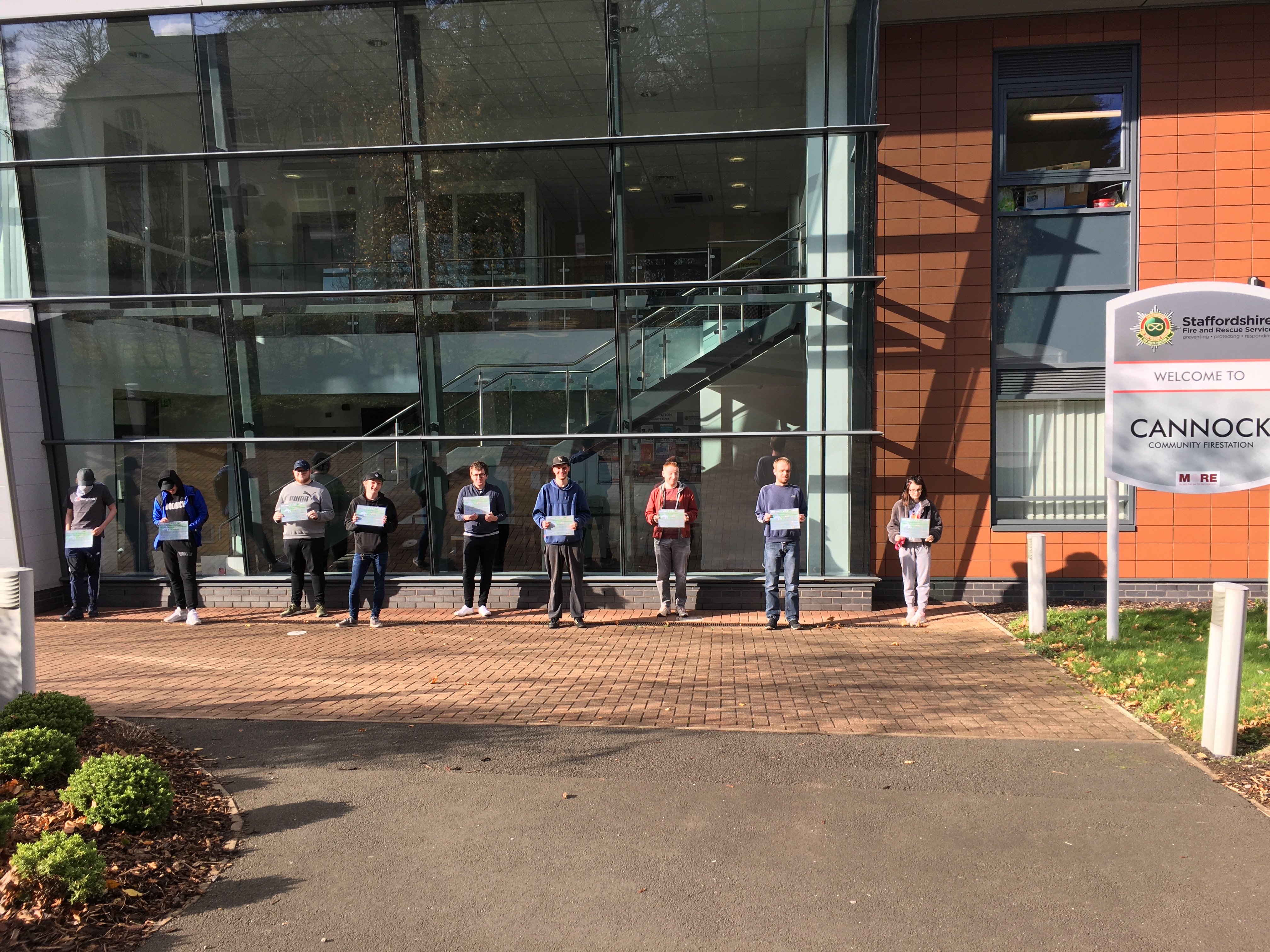 Prince's Trust Programme Cannock participants outside fire station