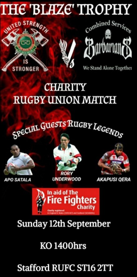 Charity Rugby match poster