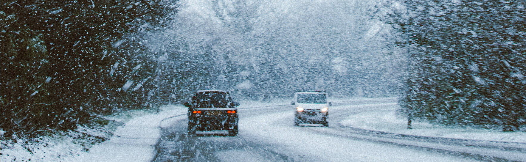 Cars driving in winter weather