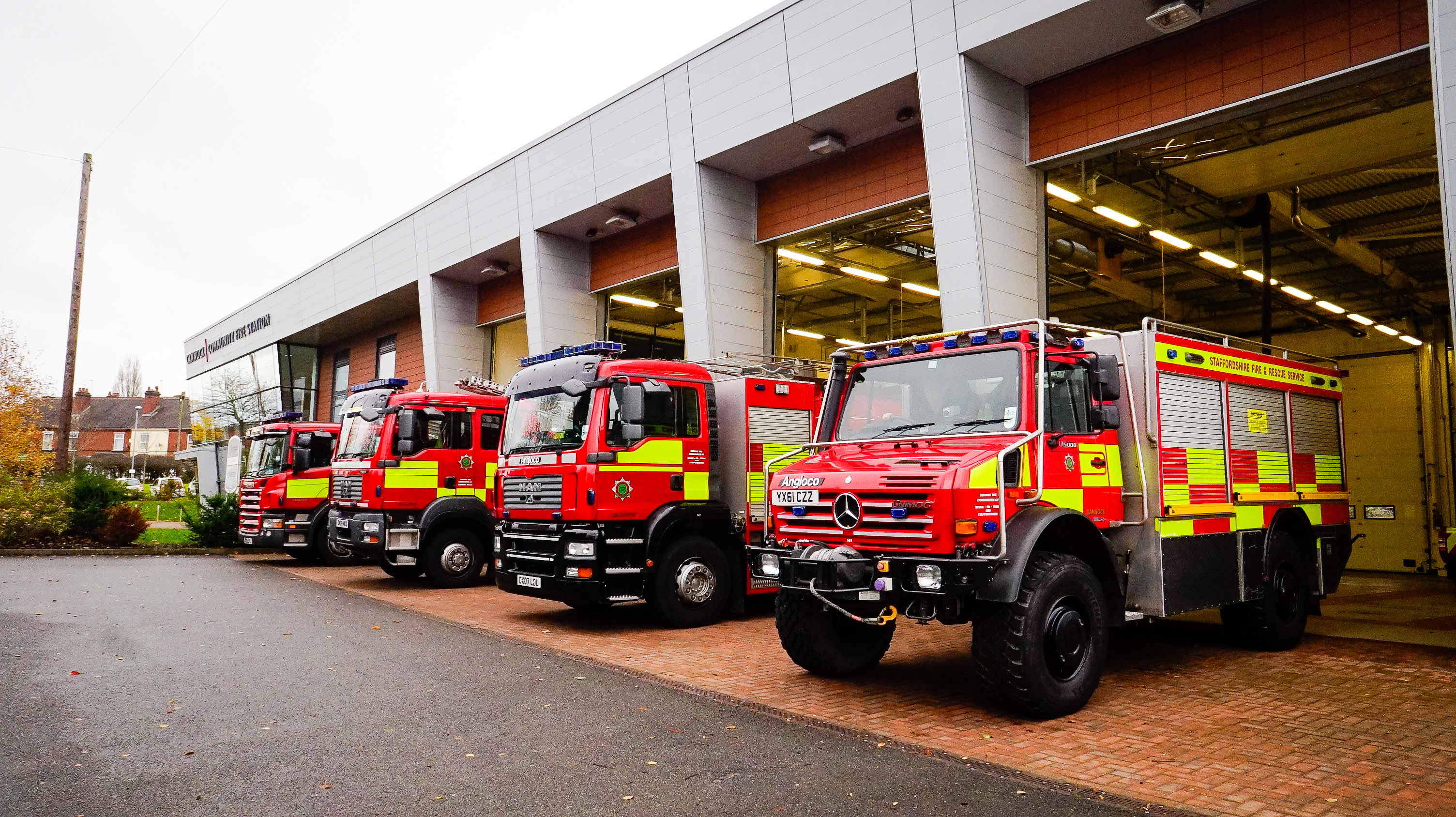Fire appliances at Cannock station