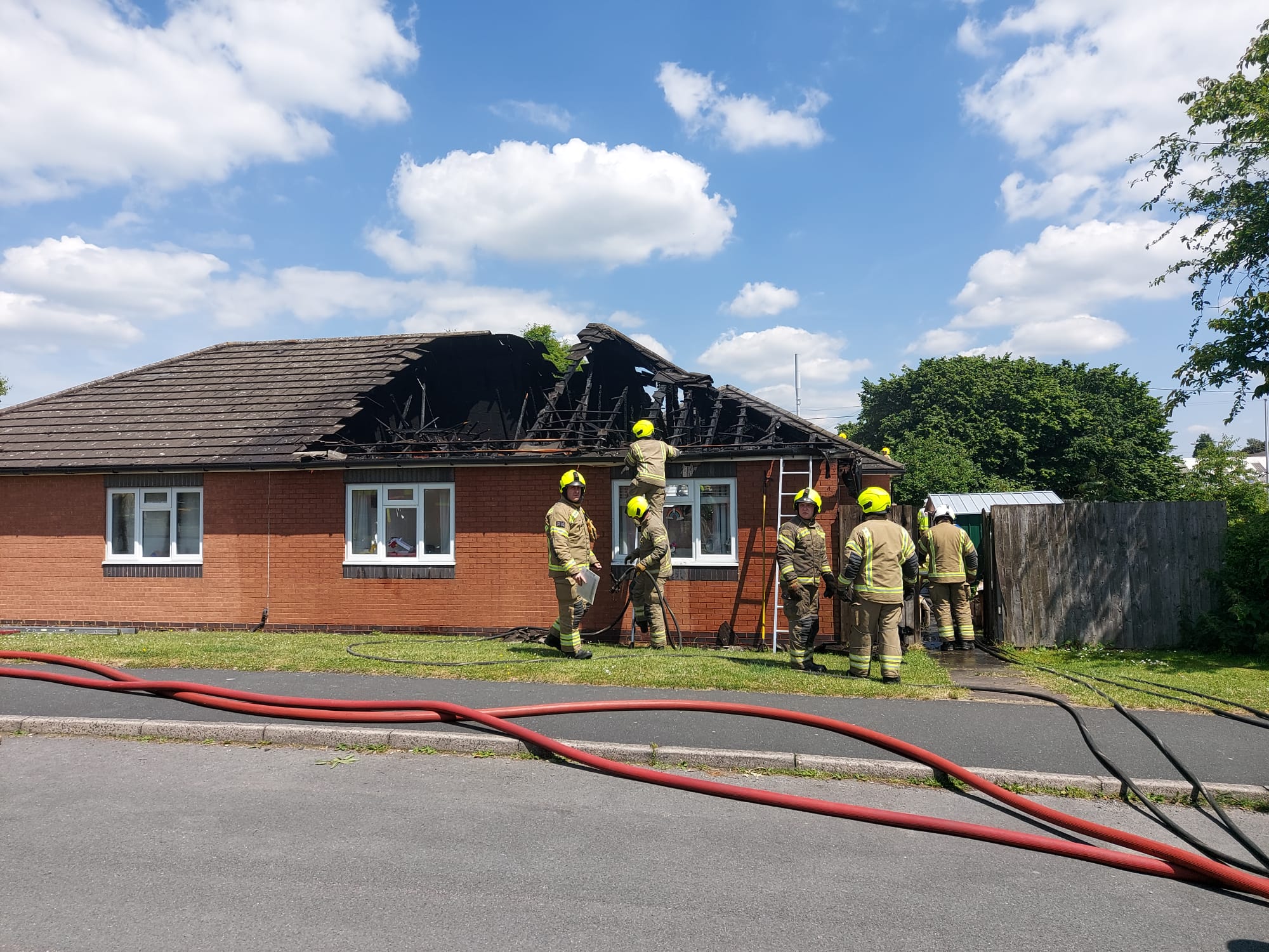 Bungalow on fire