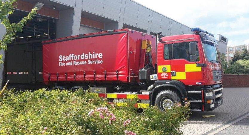 Damage Limitation Unit lorry leaving station