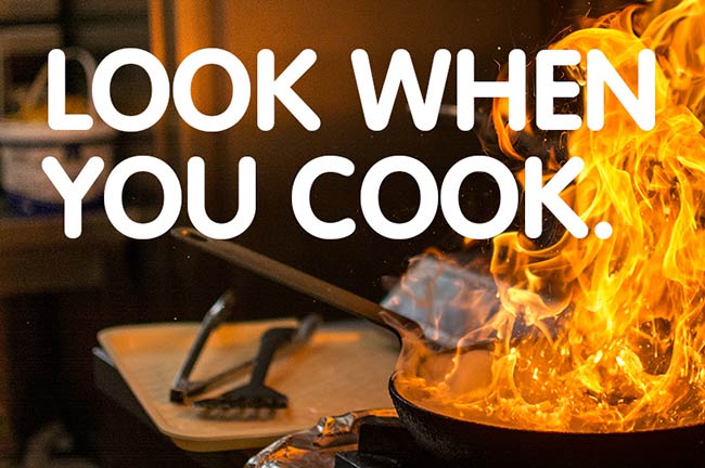Frying pan on fire